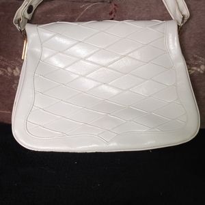Vintage White Leather Handbag Style Purse